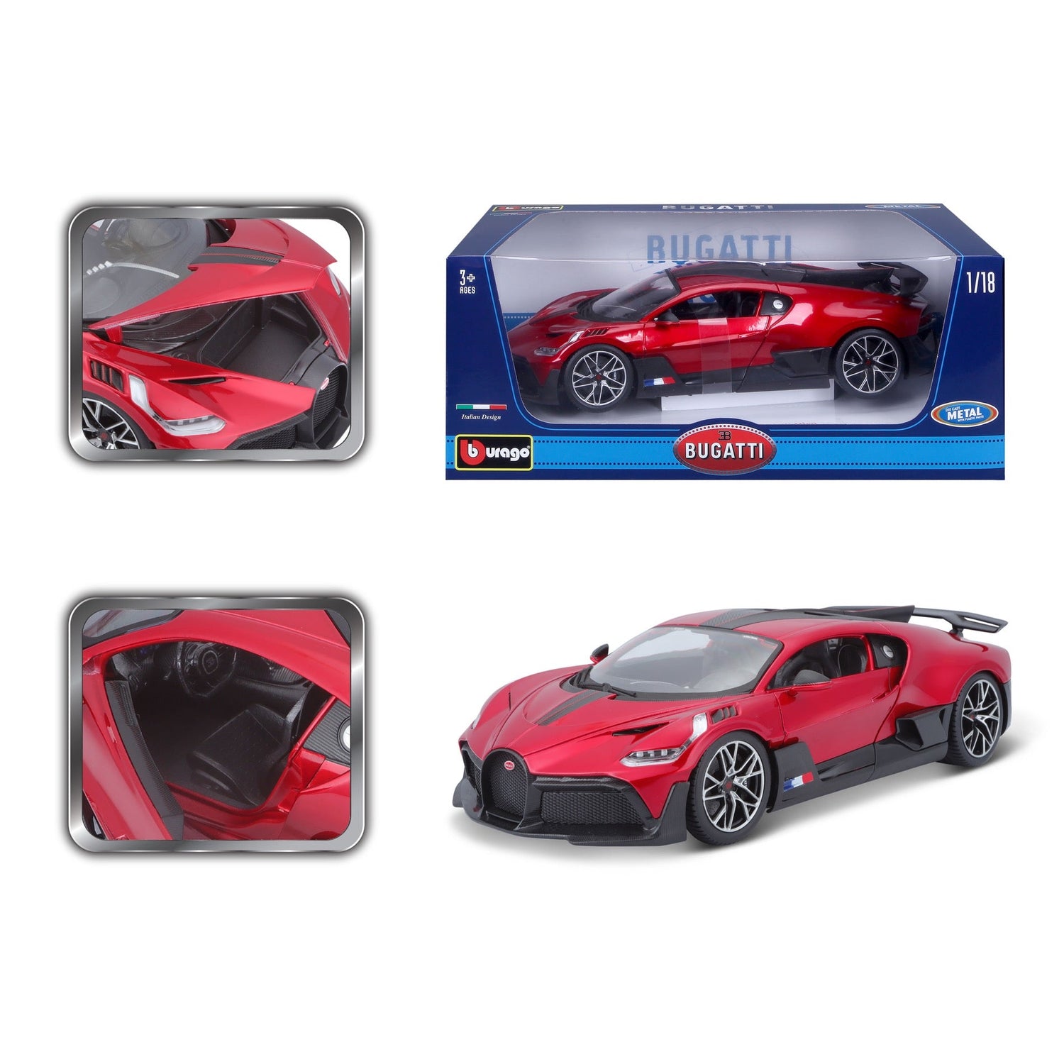 Bburago Bugatti Divo Red-musta 1:18