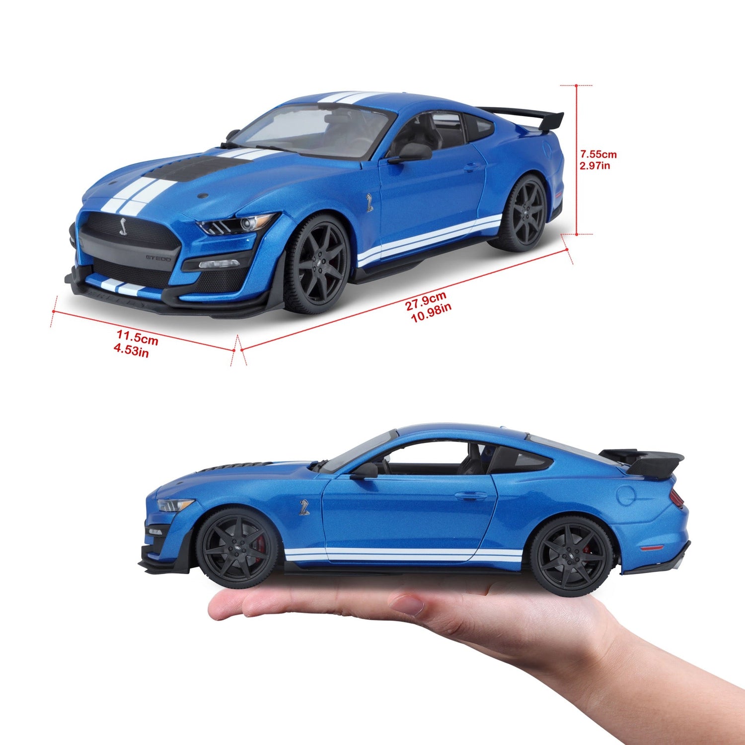 Bburago Maisto Ford Mustang Shelby GT500 2020 Bleu Métallisé 1:18