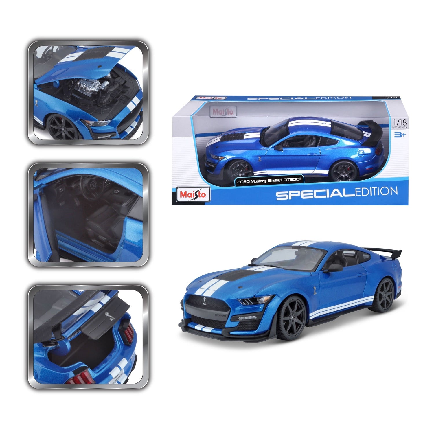 Bburago Maisto Ford Mustang Shelby GT500 2020 Metallic blue 1:18